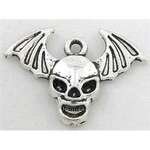 tibetan silver skull pendant, Non-Nickel, approx 25x17mm [DK10170]