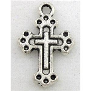 tibetan silver cross pendant, Non-Nickel, approx 12x19mm [DK10175]