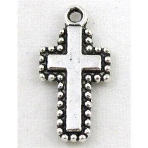 tibetan silver cross pendant, Non-Nickel, approx 10x20mm [DK10177]