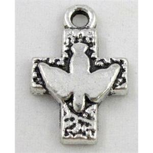 tibetan silver cross pendant, Non-Nickel, approx 16x23mm [DK10178]