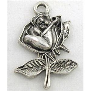 tibetan silver flower pendant, Non-Nickel, approx 18x30mm [DK10184]