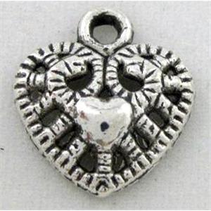 tibetan silver heart pendant, Non-Nickel, approx 12mm dia [DK10186]