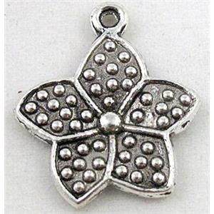 tibetan silver flower pendant, Non-Nickel, approx 18.5mm dia [DK10193]
