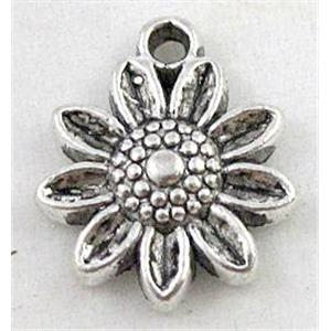tibetan silver sunflower pendant, Non-Nickel, approx 13.5mm dia [DK10194]