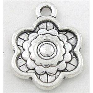 tibetan silver sunflower pendant, Non-Nickel, approx 15.5mm dia [DK10195]