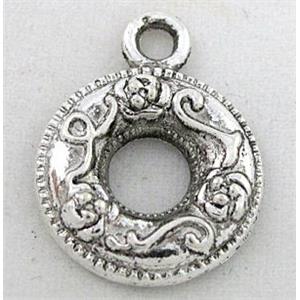 tibetan silver pendant, Non-Nickel, approx 15mm dia [DK10207]