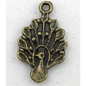 Tibetan silver peacock pendants, Non-nickel, antique bronze, approx 11x19mm [DK10222]