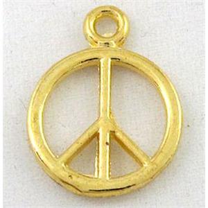 Tibetan silver pendants, gold plated, peace sign, approx 14x18mm [DK10224]