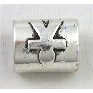 tibetan silver charms bead non-nickel, approx 12x15x11mm, 7x10mm hole [DK10234]