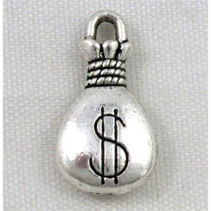 tibetan silver charms bead non-nickel, approx 9x17mm [DK10236]