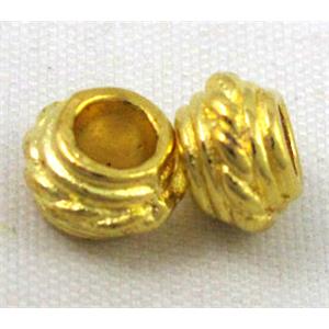 spacer tibetan silver charms bead non-nickel, gold plated, approx 8mm, 4mm hole [DK10240GP]