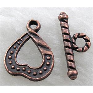 Antique Red Tibetan Silver toggle clasps, 12x16mm, stick:18mm length [DK2027RP]