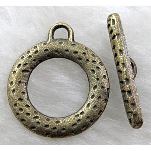 Tibetan Silver toggle clasps, Antique Bronze, 16mm dia, stick:20mm length [DK2030BP]