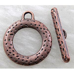 Antique Red Tibetan Silver toggle clasps, 16mm dia, stick:20mm length [DK2030RP]