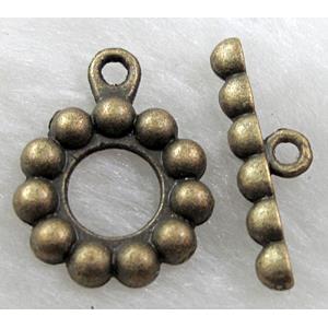 Antique Bronze Tibetan Silver toggle clasps, 14mm dia,stick:20mm length [DK2031BP]