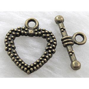 Antique Bronze  Tibetan Silver toggle clasps, 16mm dia, stick:19mm length [DK2036BP]