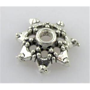 bead caps, tibetan silver, non-nickel, 9mm dia [DK-A473]