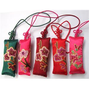 handmade Embroidery silk jewelry, 23x55mm, 11cm length [EJHM04H026]
