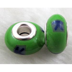 Fimo Polymer Clay Beads, 15-16mm dia, 9-10mm thick, hole:5.5mm [FBPB16]