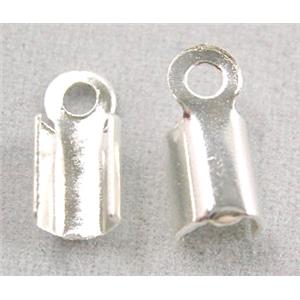 cord end fastener, silver plated, iron, 4x9.5mm [FD006SP]