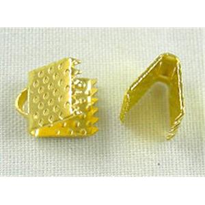 cord end fastener, pinch bail, gold plated, 6x6mm [FD026GP]