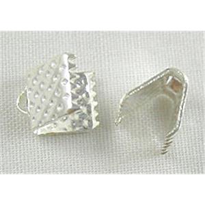 Silver Plated Cord End Pinch Bail, 6x6mm [FD026SP]