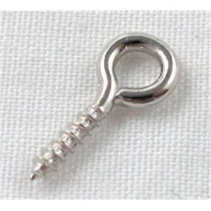 Screw Eyes Bails, platinum plated, iron, 1.0x4x8mm [FD048NP-4X8]