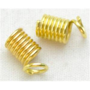 cord end fastener, spring, gold plated, 3mm dia, approx 3500pcs [FD058GP-3MM]