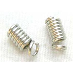 cord end fastener, spring, nickel color, 4.5mm dia, approx 1600pcs [FD058NP-4.5M]