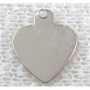 Platinum plated iron flake heart pendant, 9mm dia [FD060PP]