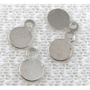 Platinum plated iron flake tag pendant, 6mm dia [FD061PP-6MM]