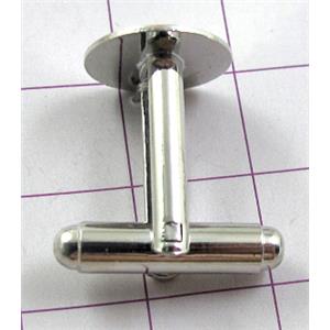 platinum plated copper Cufflink, 18x18mm, 12mm dia [FD074PP-K544]
