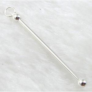 Silver plated copper pendant , nickel & lead free, 1.2x30mm, 5mm, 4mm [FD078SP]