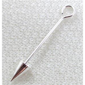 silver plated copper pendant, nickel & lead free, 1.5mm dia, 32mm length, 6x8.5mm [FD083SP]