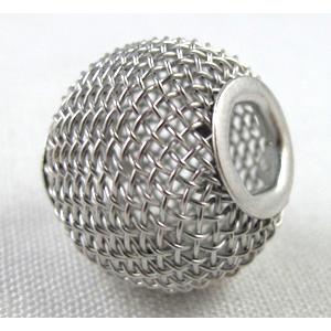 Mesh Bead, iron, platinum plated, 30mm dia, 6mm hole [FD100-30MM]