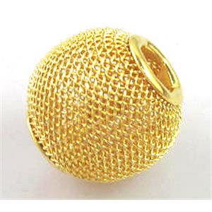 jewelry Mesh Bead, iron, gold, 16mm dia, 6mm hole [FD105-16MM]