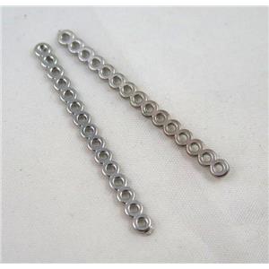 jewelry spacer bead, iron, platinum plated, approx 45mm length, 15 hole, 1.5mm hole [FD126]