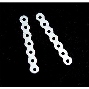jewelry spacer bead, iron, silver plated, approx 25mm length, 7 hole, 1.2mm hole [FD127]