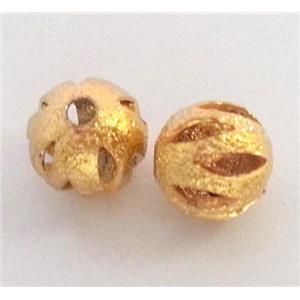 colorfast copper bead, matte round, gold plated, approx 8mm dia [FD145]