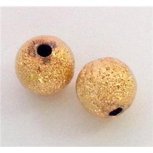 colorfast copper bead, matte round, gold plated, approx 10mm dia [FD146-10MM]