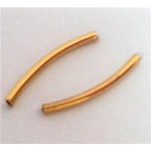 colorfast copper bead, tube, gold plated, approx 2x25mm, 1.5mm hole [FD153]
