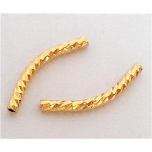 colorfast copper tube bead, gold plated, approx 2x20mm, 1.5mm hole [FD154]