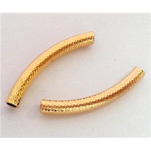 colorfast copper tube bead, gold plated, approx 3x27mm, 2mm hole [FD155]