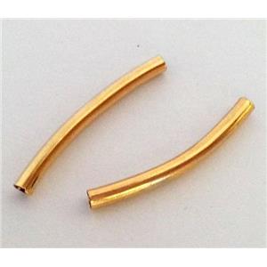 colorfast copper tube bead, gold plated, approx 2x27mm, 1.5mm hole [FD156]