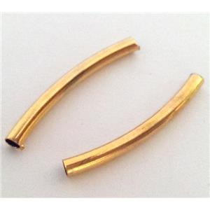 colorfast copper tube bead, gold plated, approx 3x30mm, 2mm hole [FD157]