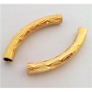 colorfast copper tube bead, gold plated, approx 4x30mm, 3mm hole [FD158-4X30MM]