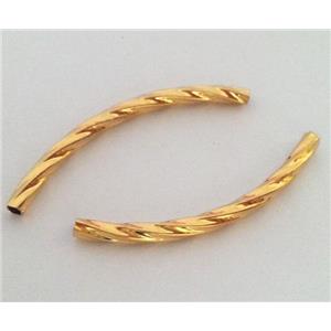 colorfast copper tube bead, gold plated, approx 4x45mm, 3mm hole [FD159]