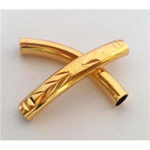 colorfast copper tube bead, gold plated, approx 5-6mm, 35mm length, 3-4mm hole [FD160]