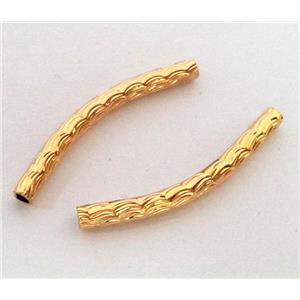 colorfast copper tube bead, gold plated, approx 3x30mm, 2mm hole [FD161]