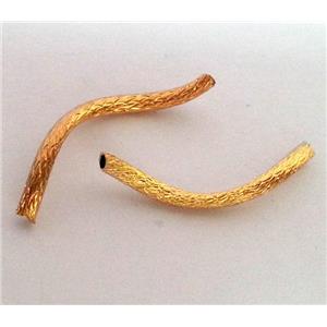 colorfast copper tube bead, gold plated, approx 2x25mm, 1.5mm hole [FD162]